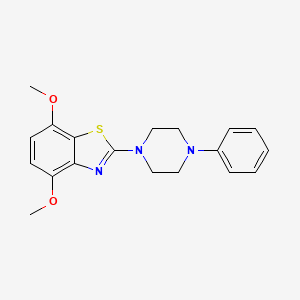 molecular formula C19H21N3O2S B2913670 4,7-Dimethoxy-2-(4-phenylpiperazin-1-yl)-1,3-benzothiazole CAS No. 863001-51-8