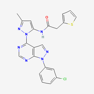 molecular formula C21H16ClN7OS B2913672 N-(1-(1-(3-chlorophenyl)-1H-pyrazolo[3,4-d]pyrimidin-4-yl)-3-methyl-1H-pyrazol-5-yl)-2-(thiophen-2-yl)acetamide CAS No. 1005971-55-0