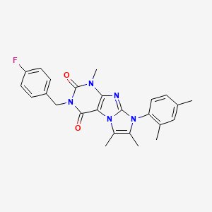 molecular formula C25H24FN5O2 B2913674 8-(2,4-二甲基苯基)-3-(4-氟苄基)-1,6,7-三甲基-1H-咪唑并[2,1-f]嘌呤-2,4(3H,8H)-二酮 CAS No. 899987-80-5