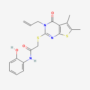 2-(5,6-dimethyl-4-oxo-3-prop-2-enylthieno[2,3-d]pyrimidin-2-yl)sulfanyl-N-(2-hydroxyphenyl)acetamide