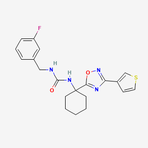 molecular formula C20H21FN4O2S B2913677 1-(3-Fluorobenzyl)-3-(1-(3-(thiophen-3-yl)-1,2,4-oxadiazol-5-yl)cyclohexyl)urea CAS No. 1396795-48-4