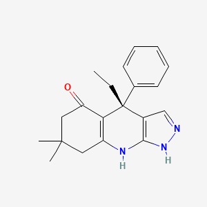 molecular formula C20H23N3O B2913689 (4R)-4-Ethyl-7,7-dimethyl-4-phenyl-1,6,8,9-tetrahydropyrazolo[3,4-b]quinolin-5-one CAS No. 2056261-42-6