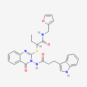 N-(furan-2-ylmethyl)-2-[3-[3-(1H-indol-3-yl)propanoylamino]-4-oxoquinazolin-2-yl]sulfanylbutanamide