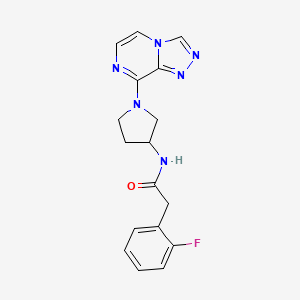molecular formula C17H17FN6O B2913696 N-(1-([1,2,4]三唑并[4,3-a]哒嗪-8-基)吡咯烷-3-基)-2-(2-氟苯基)乙酰胺 CAS No. 2034532-15-3