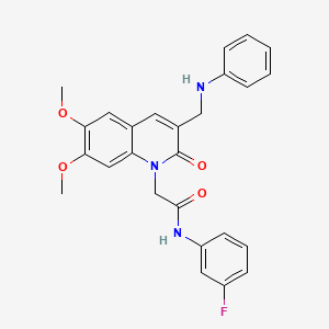 molecular formula C26H24FN3O4 B2913697 2-[3-(anilinomethyl)-6,7-dimethoxy-2-oxoquinolin-1(2H)-yl]-N-(3-fluorophenyl)acetamide CAS No. 894548-80-2