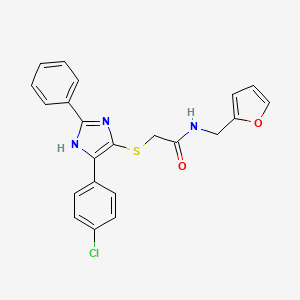 molecular formula C22H18ClN3O2S B2913701 2-{[5-(4-chlorophenyl)-2-phenyl-1H-imidazol-4-yl]thio}-N-(2-furylmethyl)acetamide CAS No. 901234-52-4
