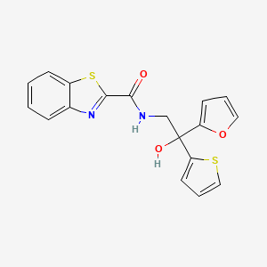 molecular formula C18H14N2O3S2 B2913709 N-(2-(furan-2-yl)-2-hydroxy-2-(thiophen-2-yl)ethyl)benzo[d]thiazole-2-carboxamide CAS No. 2034333-10-1