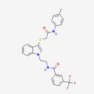 N-[2-[3-[2-(4-methylanilino)-2-oxoethyl]sulfanylindol-1-yl]ethyl]-3-(trifluoromethyl)benzamide