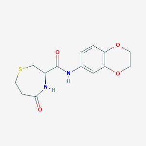 molecular formula C14H16N2O4S B2913718 N-(2,3-二氢苯并[b][1,4]二噁英-6-基)-5-氧代-1,4-噻氮杂环-3-甲酰胺 CAS No. 1396581-02-4