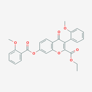 molecular formula C27H22O8 B2913724 ethyl 7-(2-methoxybenzoyloxy)-3-(2-methoxyphenyl)-4-oxo-4H-chromene-2-carboxylate CAS No. 610759-17-6