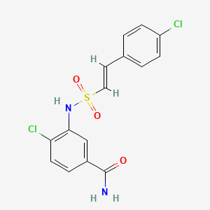 molecular formula C15H12Cl2N2O3S B2913725 4-chloro-3-[[(E)-2-(4-chlorophenyl)ethenyl]sulfonylamino]benzamide CAS No. 1090956-20-9
