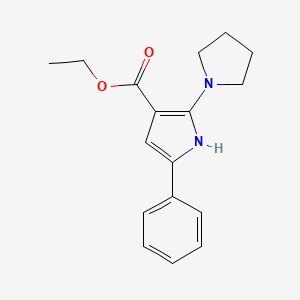 molecular formula C17H20N2O2 B2913726 ethyl 5-phenyl-2-(1-pyrrolidinyl)-1H-pyrrole-3-carboxylate CAS No. 118082-59-0