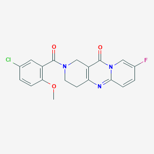 molecular formula C19H15ClFN3O3 B2913727 2-(5-氯-2-甲氧基苯甲酰)-8-氟-3,4-二氢-1H-二吡啶并[1,2-a:4',3'-d]嘧啶-11(2H)-酮 CAS No. 2034319-82-7