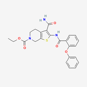 molecular formula C24H23N3O5S B2913730 ethyl 3-carbamoyl-2-(2-phenoxybenzamido)-4,5-dihydrothieno[2,3-c]pyridine-6(7H)-carboxylate CAS No. 921160-60-3