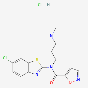 molecular formula C16H18Cl2N4O2S B2913732 N-(6-chlorobenzo[d]thiazol-2-yl)-N-(3-(dimethylamino)propyl)isoxazole-5-carboxamide hydrochloride CAS No. 1185061-54-4