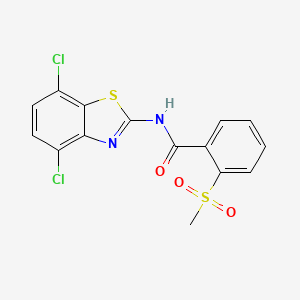 molecular formula C15H10Cl2N2O3S2 B2913736 N-(4,7-dichlorobenzo[d]thiazol-2-yl)-2-(methylsulfonyl)benzamide CAS No. 896270-16-9