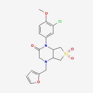 molecular formula C18H19ClN2O5S B2913737 1-(3-氯-4-甲氧基苯基)-4-(呋喃-2-基甲基)六氢噻吩并[3,4-b]嘧啶-2(1H)-酮 6,6-二氧化物 CAS No. 1049553-19-6