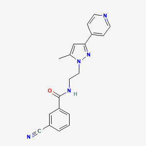 molecular formula C19H17N5O B2913743 3-氰基-N-(2-(5-甲基-3-(吡啶-4-基)-1H-吡唑-1-基)乙基)苯甲酰胺 CAS No. 2034476-48-5