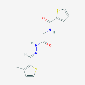 molecular formula C13H13N3O2S2 B2913751 (E)-N-(2-(2-((3-methylthiophen-2-yl)methylene)hydrazinyl)-2-oxoethyl)thiophene-2-carboxamide CAS No. 391896-37-0