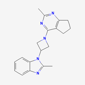molecular formula C19H21N5 B2913762 2-Methyl-1-[1-(2-methyl-6,7-dihydro-5H-cyclopenta[d]pyrimidin-4-yl)azetidin-3-yl]benzimidazole CAS No. 2380078-48-6
