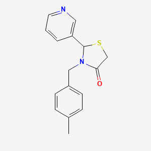 molecular formula C16H16N2OS B2913765 3-(4-Methylbenzyl)-2-(3-pyridyl)-1,3-thiazolan-4-one CAS No. 883019-24-7