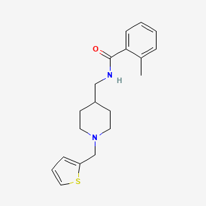 molecular formula C19H24N2OS B2913771 2-甲基-N-((1-(噻吩-2-基甲基)哌啶-4-基)甲基)苯甲酰胺 CAS No. 953998-16-8
