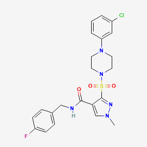 molecular formula C22H23ClFN5O3S B2913780 2-(2,4-二甲基苯基)-7-(3-甲氧基苯基)咪唑并[1,2-a]吡嗪-8(7H)-酮 CAS No. 1189727-66-9