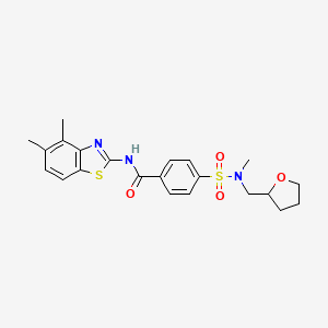molecular formula C22H25N3O4S2 B2913788 N-(4,5-二甲基-1,3-苯并噻唑-2-基)-4-{[甲基(四氢呋喃-2-基甲基)氨基]磺酰基}苯甲酰胺 CAS No. 892855-90-2