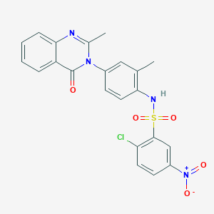 molecular formula C22H17ClN4O5S B2913793 2-chloro-N-(2-methyl-4-(2-methyl-4-oxoquinazolin-3(4H)-yl)phenyl)-5-nitrobenzenesulfonamide CAS No. 898438-94-3