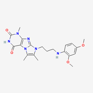 molecular formula C21H26N6O4 B2913794 8-(3-((2,4-dimethoxyphenyl)amino)propyl)-1,6,7-trimethyl-1H-imidazo[2,1-f]purine-2,4(3H,8H)-dione CAS No. 923228-85-7