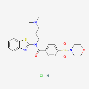 molecular formula C23H29ClN4O4S2 B2913799 N-(benzo[d]thiazol-2-yl)-N-(3-(dimethylamino)propyl)-4-(morpholinosulfonyl)benzamide hydrochloride CAS No. 1216378-89-0