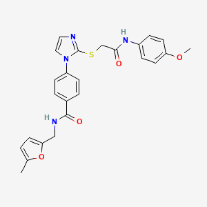 4-(2-((2-((4-methoxyphenyl)amino)-2-oxoethyl)thio)-1H-imidazol-1-yl)-N-((5-methylfuran-2-yl)methyl)benzamide