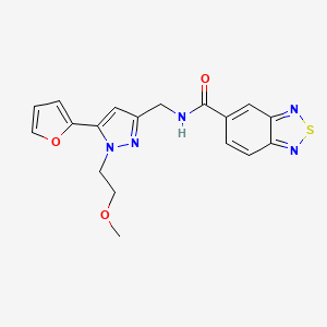 molecular formula C18H17N5O3S B2913821 N-((5-(furan-2-yl)-1-(2-methoxyethyl)-1H-pyrazol-3-yl)methyl)benzo[c][1,2,5]thiadiazole-5-carboxamide CAS No. 1421474-41-0
