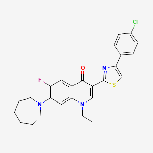 molecular formula C26H25ClFN3OS B2913823 7-(Azepan-1-yl)-3-[4-(4-chlorophenyl)-1,3-thiazol-2-yl]-1-ethyl-6-fluoro-1,4-dihydroquinolin-4-one CAS No. 2320859-94-5