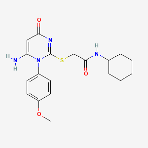 2-[6-amino-1-(4-methoxyphenyl)-4-oxopyrimidin-2-yl]sulfanyl-N-cyclohexylacetamide