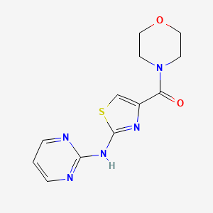 molecular formula C12H13N5O2S B2913836 吗啉(2-(嘧啶-2-基氨基)噻唑-4-基)甲酮 CAS No. 1251670-51-5