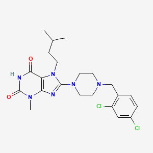 molecular formula C22H28Cl2N6O2 B2913841 8-(4-(2,4-dichlorobenzyl)piperazin-1-yl)-7-isopentyl-3-methyl-1H-purine-2,6(3H,7H)-dione CAS No. 886906-26-9