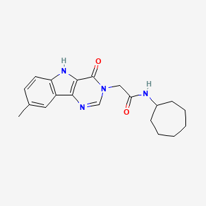 N-cycloheptyl-2-(8-methyl-4-oxo-4,5-dihydro-3H-pyrimido[5,4-b]indol-3-yl)acetamide
