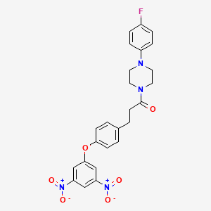 molecular formula C25H23FN4O6 B2913861 3-[4-(3,5-Dinitrophenoxy)phenyl]-1-[4-(4-fluorophenyl)piperazin-1-yl]propan-1-one CAS No. 313969-10-7