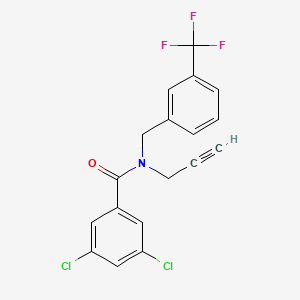 molecular formula C18H12Cl2F3NO B2913864 3,5-dichloro-N-(2-propynyl)-N-[3-(trifluoromethyl)benzyl]benzenecarboxamide CAS No. 400075-25-4