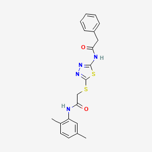 molecular formula C20H20N4O2S2 B2913870 N-(2,5-dimethylphenyl)-2-((5-(2-phenylacetamido)-1,3,4-thiadiazol-2-yl)thio)acetamide CAS No. 392294-90-5