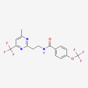 molecular formula C16H13F6N3O2 B2913875 N-(2-(4-methyl-6-(trifluoromethyl)pyrimidin-2-yl)ethyl)-4-(trifluoromethoxy)benzamide CAS No. 1396849-21-0
