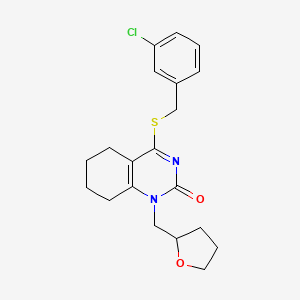molecular formula C20H23ClN2O2S B2913881 4-((3-chlorobenzyl)thio)-1-((tetrahydrofuran-2-yl)methyl)-5,6,7,8-tetrahydroquinazolin-2(1H)-one CAS No. 899951-92-9
