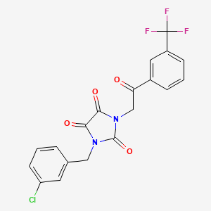 1-[(3-Chlorophenyl)methyl]-3-[2-oxo-2-[3-(trifluoromethyl)phenyl]ethyl]imidazolidine-2,4,5-trione