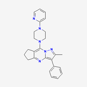 molecular formula C25H26N6 B2913895 2-甲基-3-苯基-8-(4-(吡啶-2-基)哌嗪-1-基)-6,7-二氢-5H-环戊并[d]吡唑并[1,5-a]嘧啶 CAS No. 896595-22-5