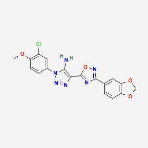 molecular formula C18H13ClN6O4 B2913901 4-[3-(2H-1,3-benzodioxol-5-yl)-1,2,4-oxadiazol-5-yl]-1-(3-chloro-4-methoxyphenyl)-1H-1,2,3-triazol-5-amine CAS No. 892763-57-4