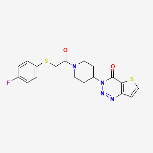 molecular formula C18H17FN4O2S2 B2913902 3-(1-(2-((4-fluorophenyl)thio)acetyl)piperidin-4-yl)thieno[3,2-d][1,2,3]triazin-4(3H)-one CAS No. 2034554-77-1