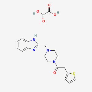 molecular formula C20H22N4O5S B2913912 1-(4-((1H-苯并[d]咪唑-2-基)甲基)哌嗪-1-基)-2-(噻吩-2-基)乙酮草酸盐 CAS No. 1351635-23-8