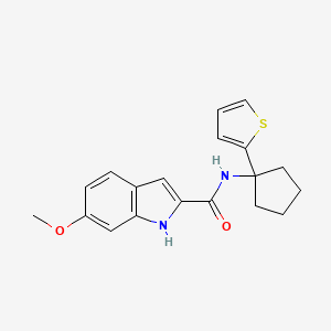 molecular formula C19H20N2O2S B2913915 6-methoxy-N-[1-(thiophen-2-yl)cyclopentyl]-1H-indole-2-carboxamide CAS No. 2097900-94-0