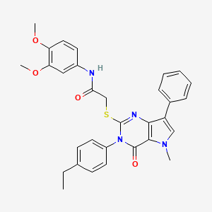 N-(3,4-dimethoxyphenyl)-2-((3-(4-ethylphenyl)-5-methyl-4-oxo-7-phenyl-4,5-dihydro-3H-pyrrolo[3,2-d]pyrimidin-2-yl)thio)acetamide